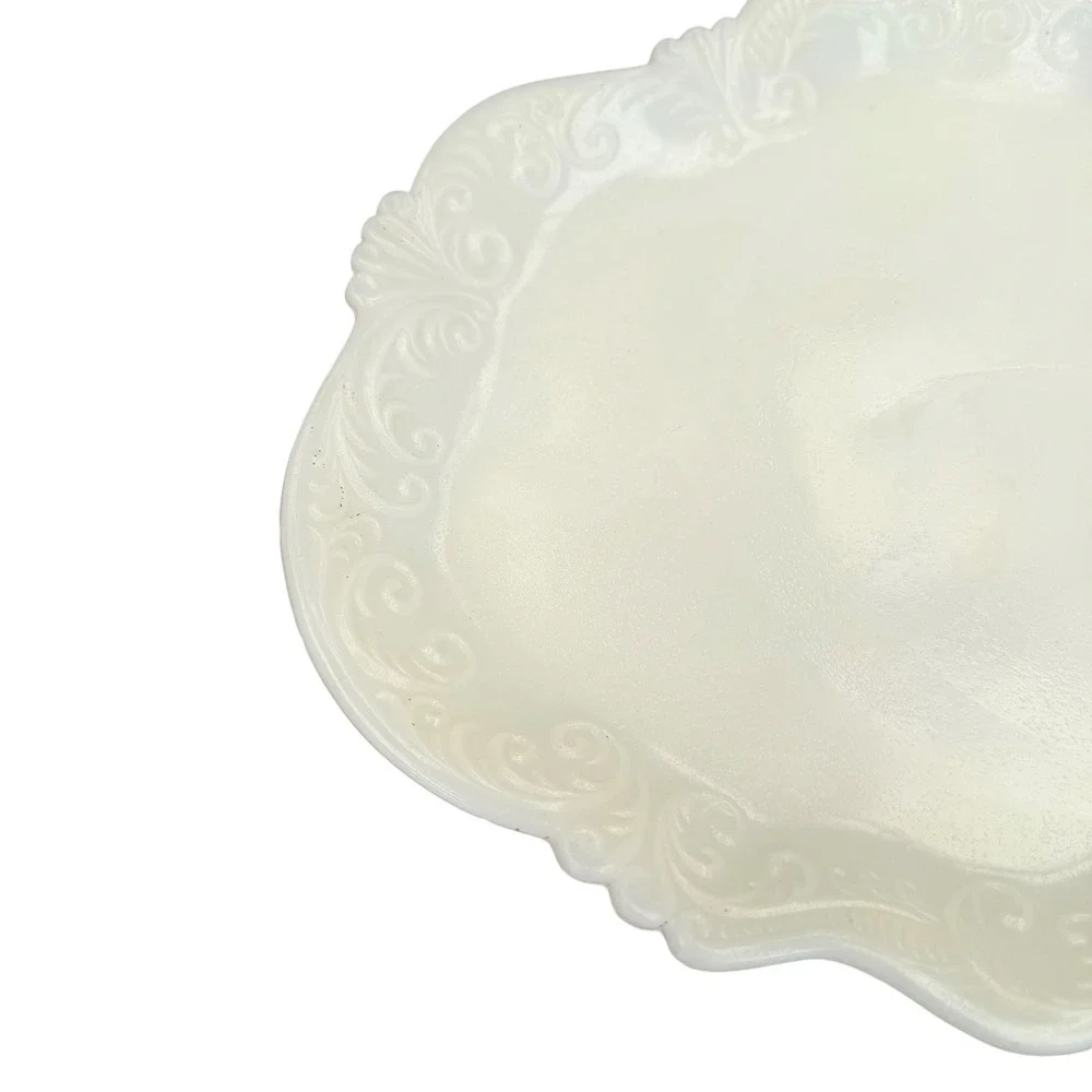 Westmoreland Milk Glass Princess Feather Oval Platter Tray Opalescent White 12in